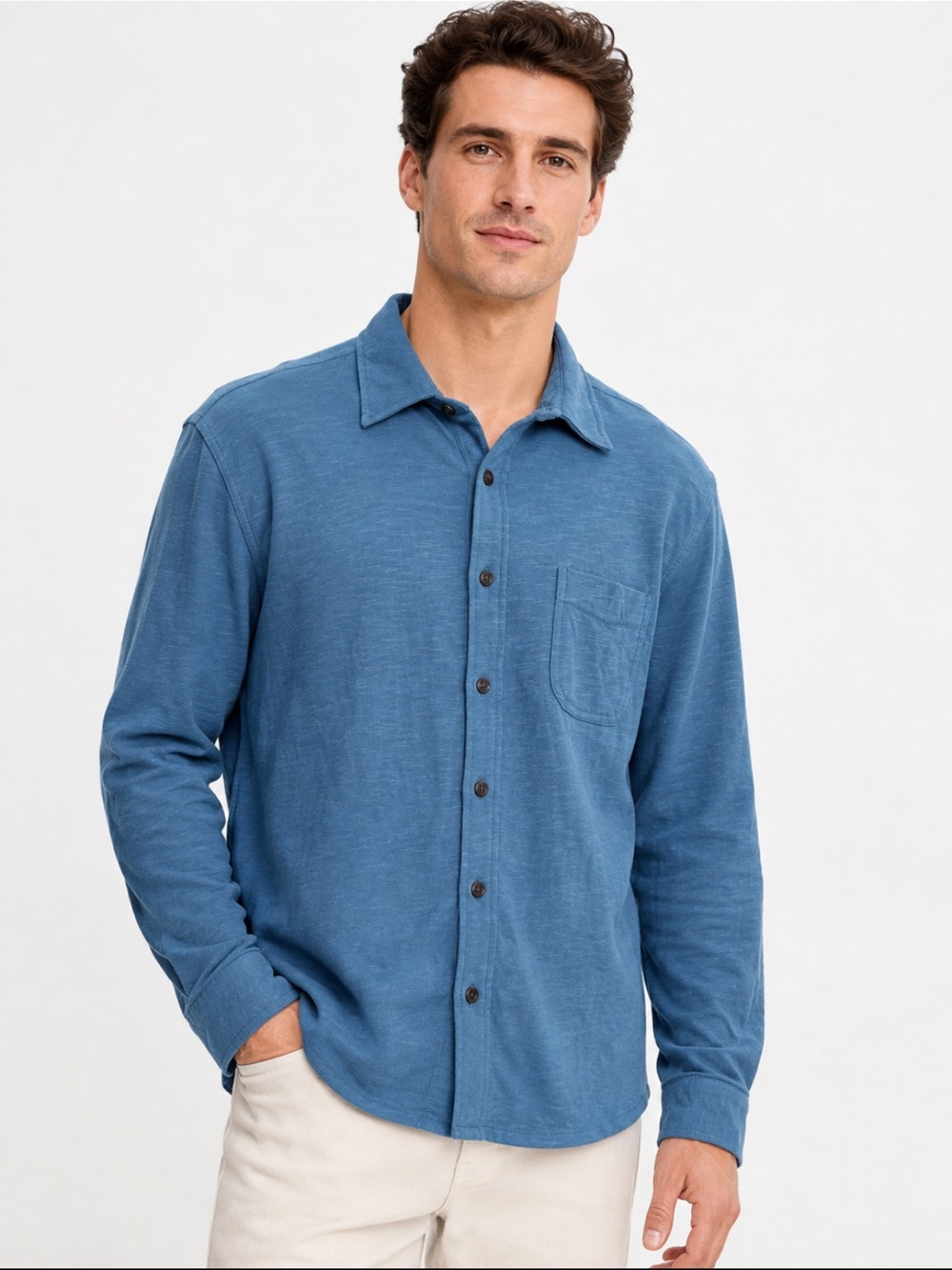 NWT J.Crew Factory Knit Button-Down Shirt L